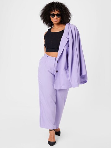 Noisy May Curve Regular Pleat-Front Pants 'ALMOND' in Purple