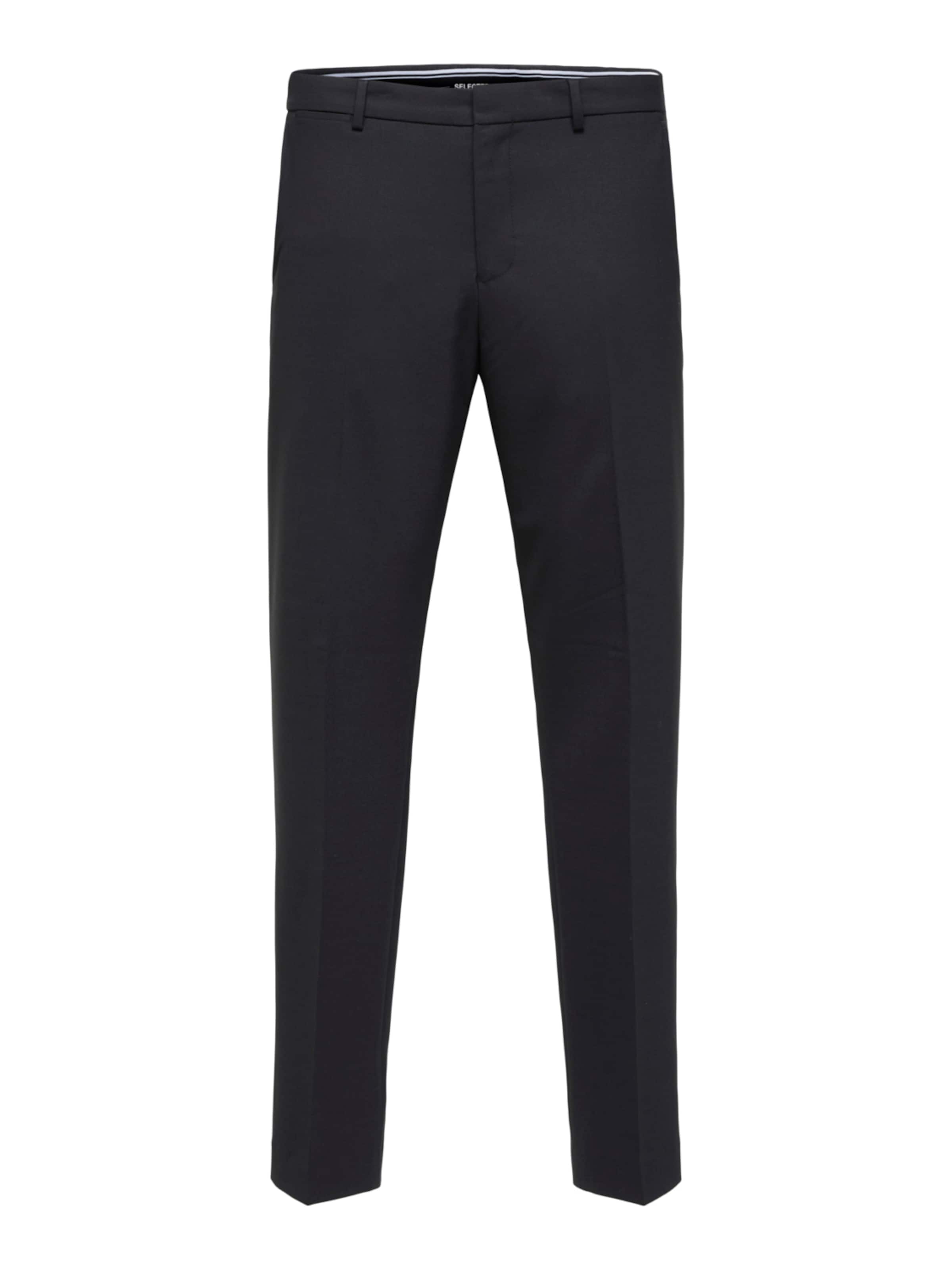 SELECTED Slimfit Παντελόνι με τσάκιση 'Elon' σε μαύρο: μπροστά