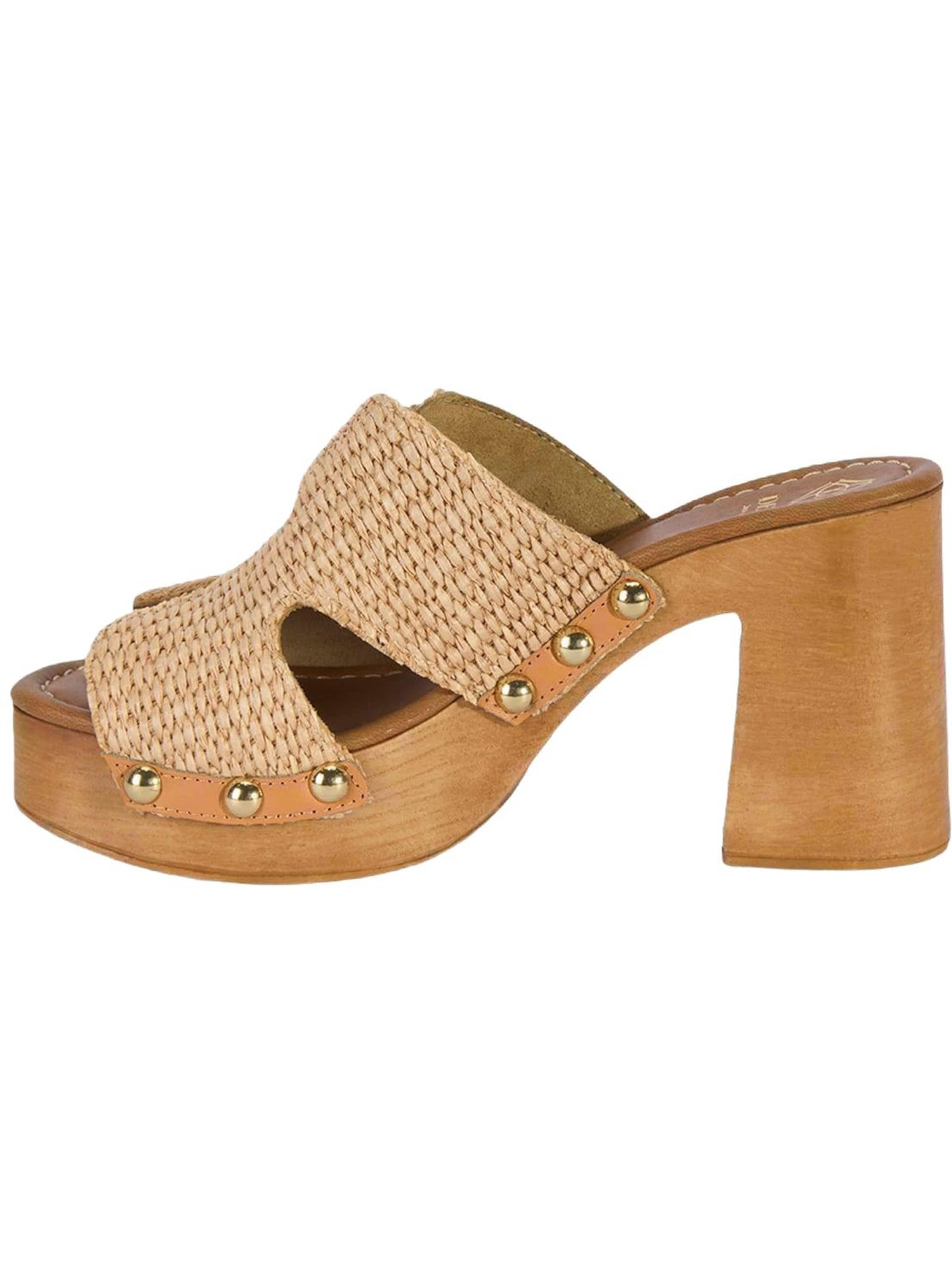 Desa Muiltjes 'DESA Damen-Plateausandalen aus Raffia' in Beige