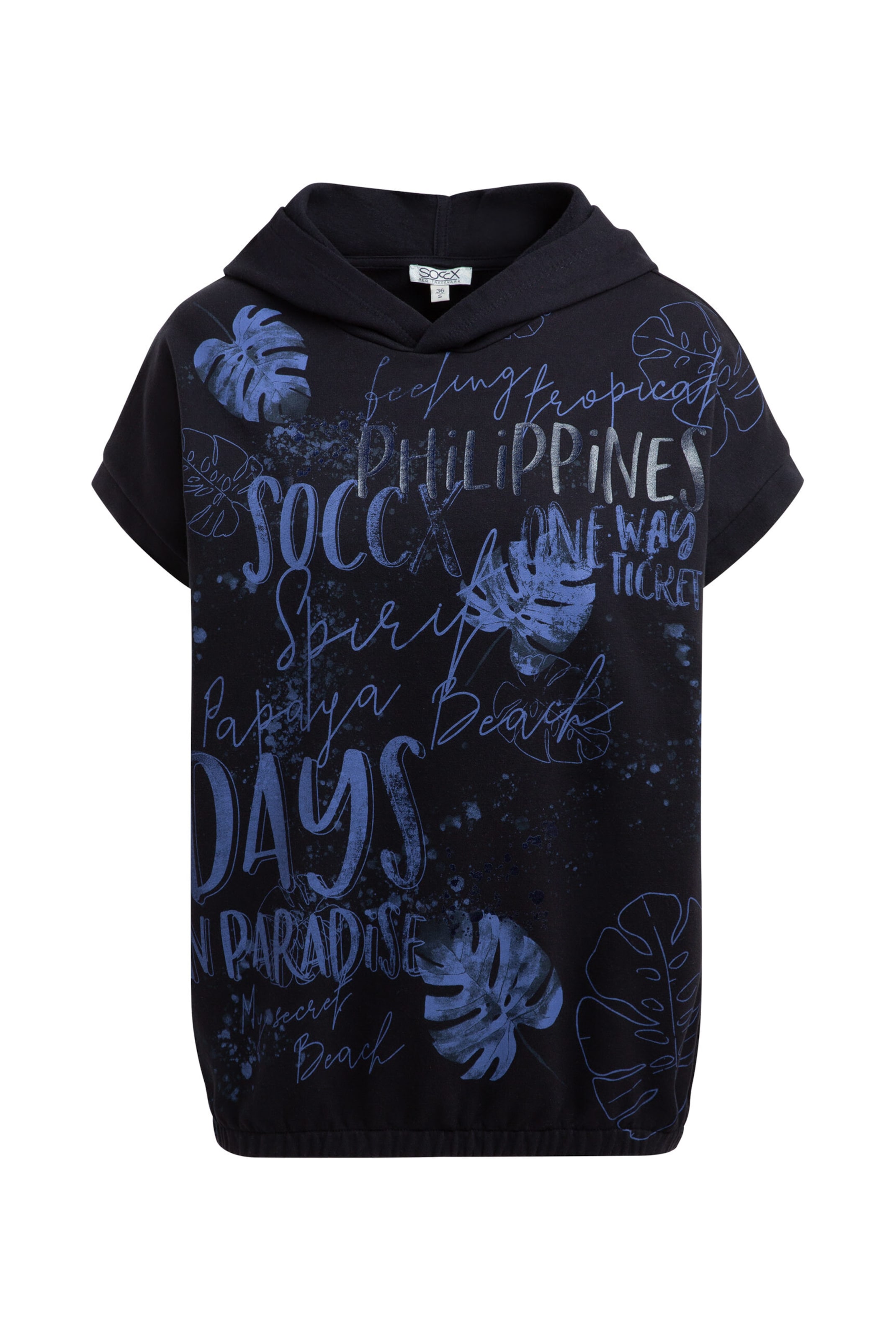 Soccx Ärmelloser Hoodie mit All Over Print in Blau: Vorderseite