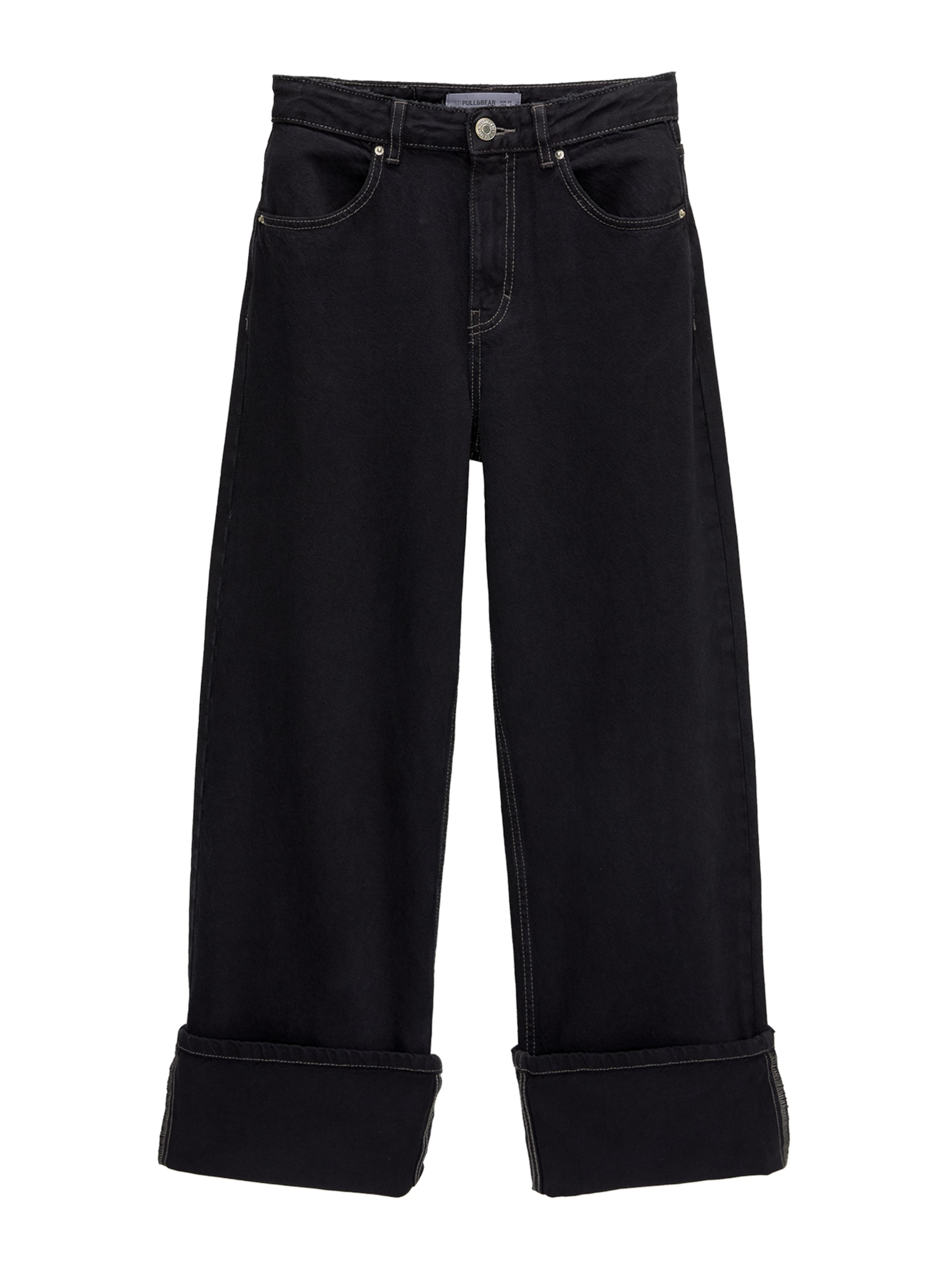 Pull&Bear Široký strih Džínsy - Čierna: predná strana