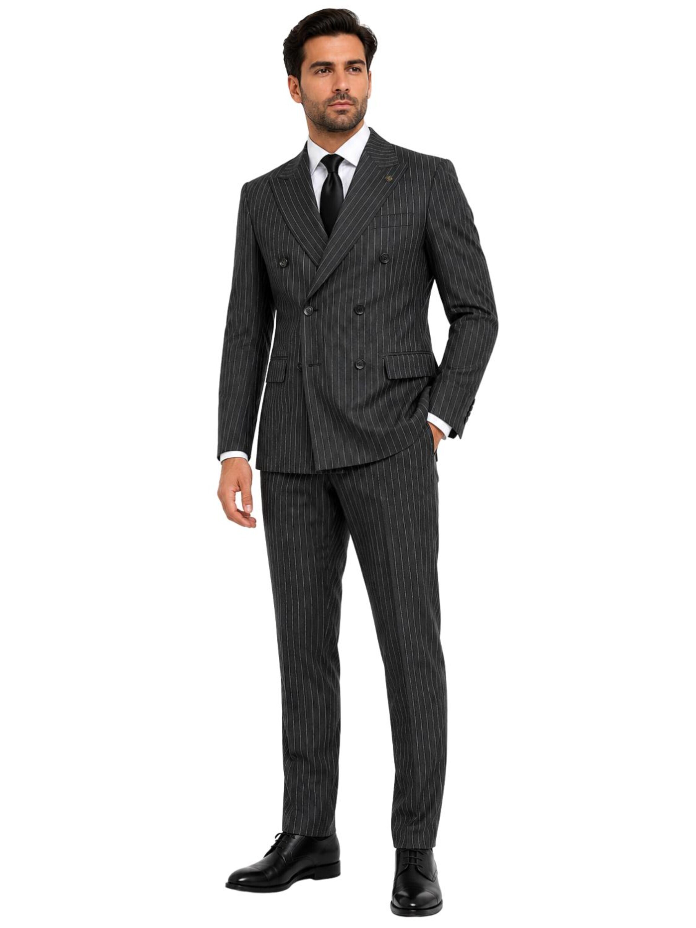 Guild Suit 'Slim Fit Zweireiher mit Nadelstreifen Anzug' in 46 in Anthracite, Item view