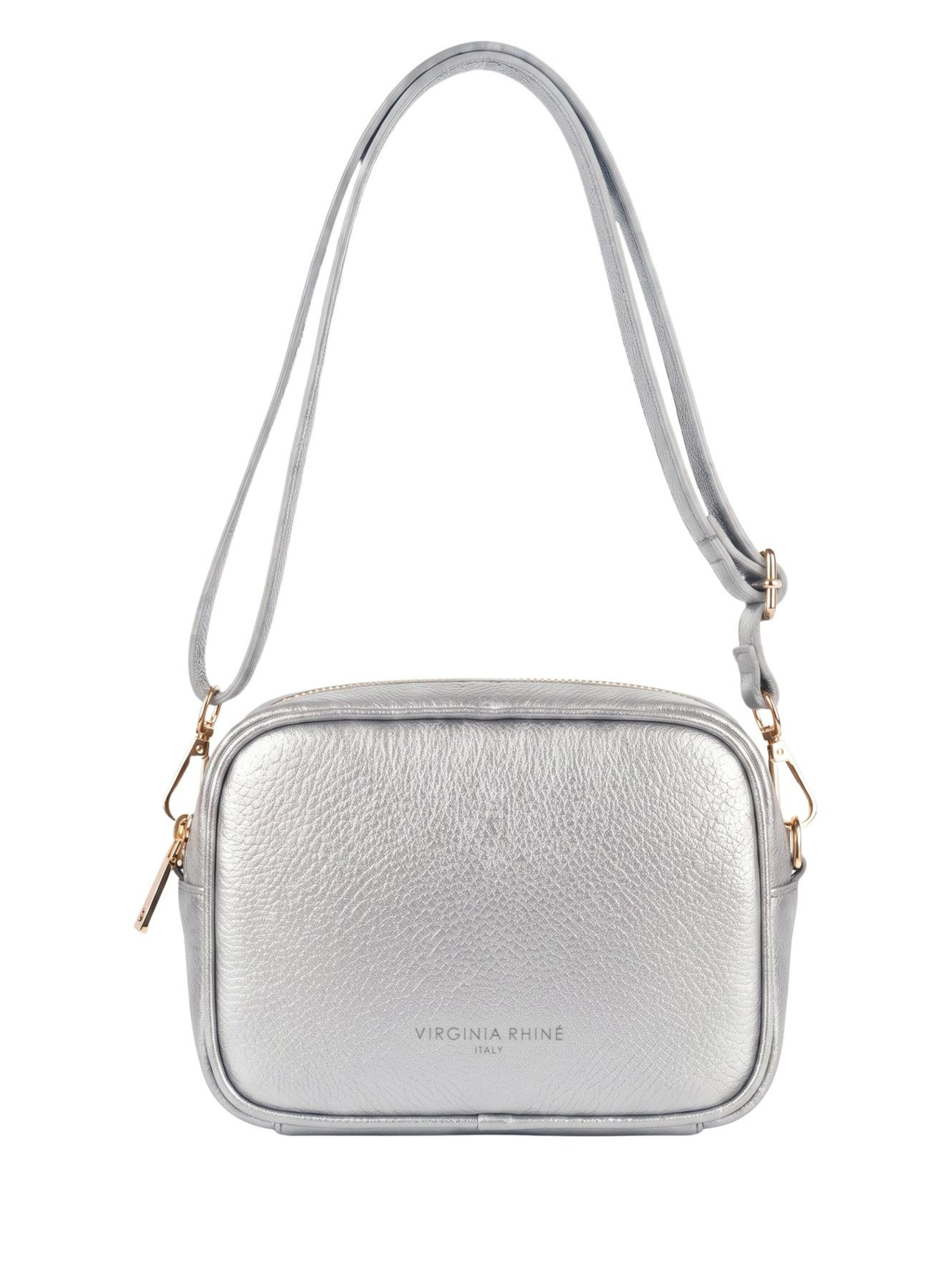 Borsa a tracolla 'Borsa a Tracolla Pelle Genuina 20x15 cm Virginia Rhinè' di Virginia Rhinè in argento: frontale