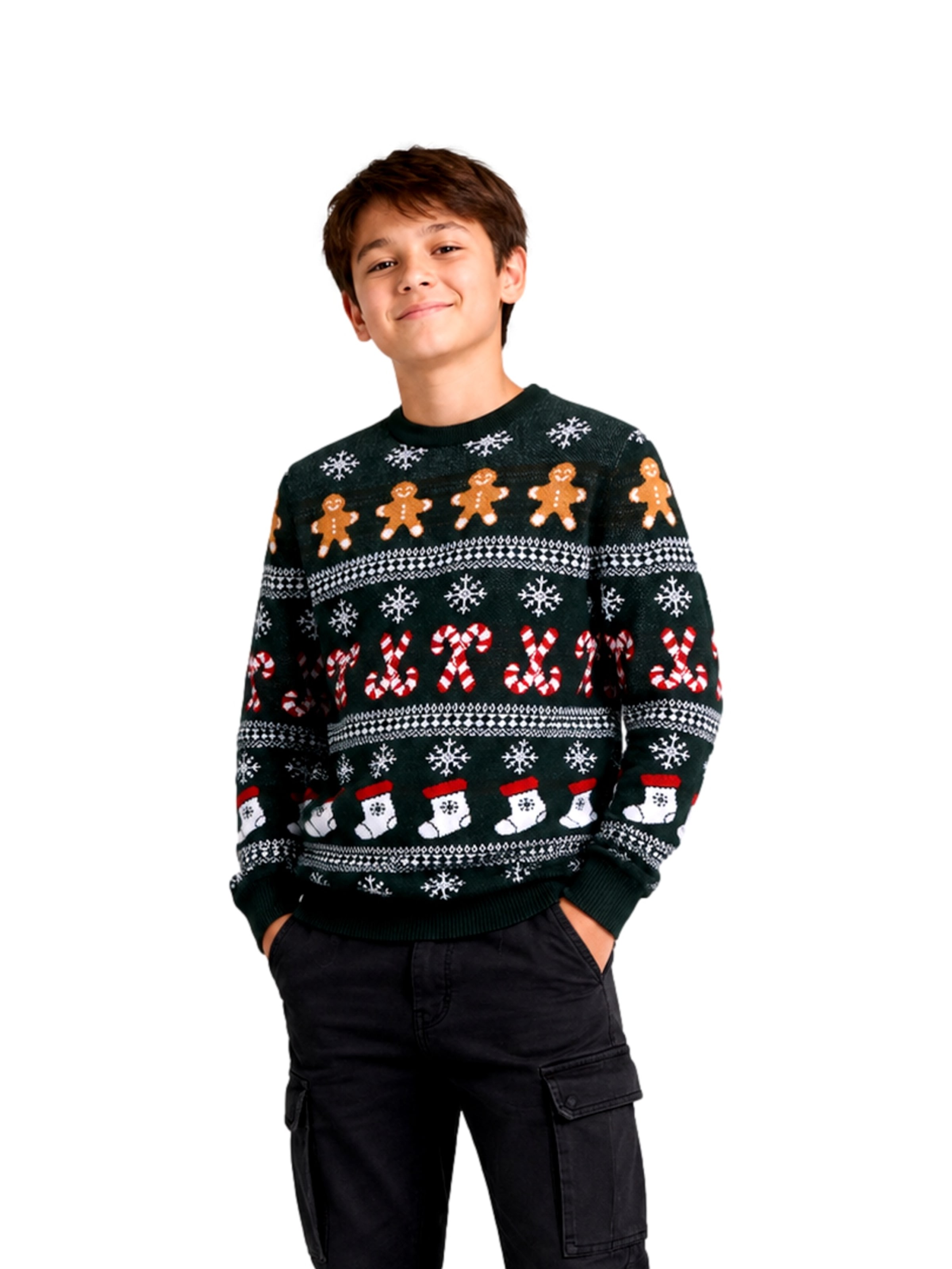 Jack & Jones Junior Sweater 'JJXmas Santa' in Green: front