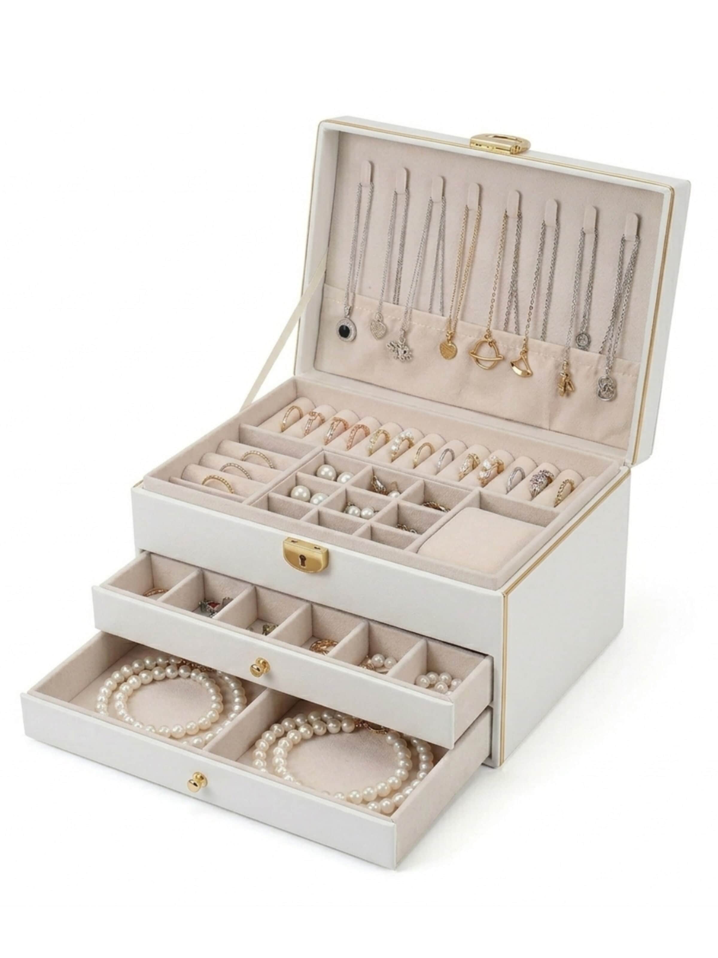 MEVYRA Jewelry Storage 'Schmuckkästchen 3-Etagen' in White