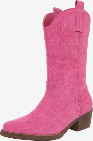 Ital-Design Cowboy Boots in Pink: front