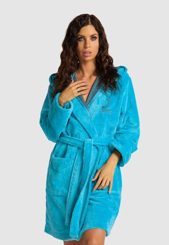 Carlo Colucci Short Bathrobe 'Como' in Blue: front