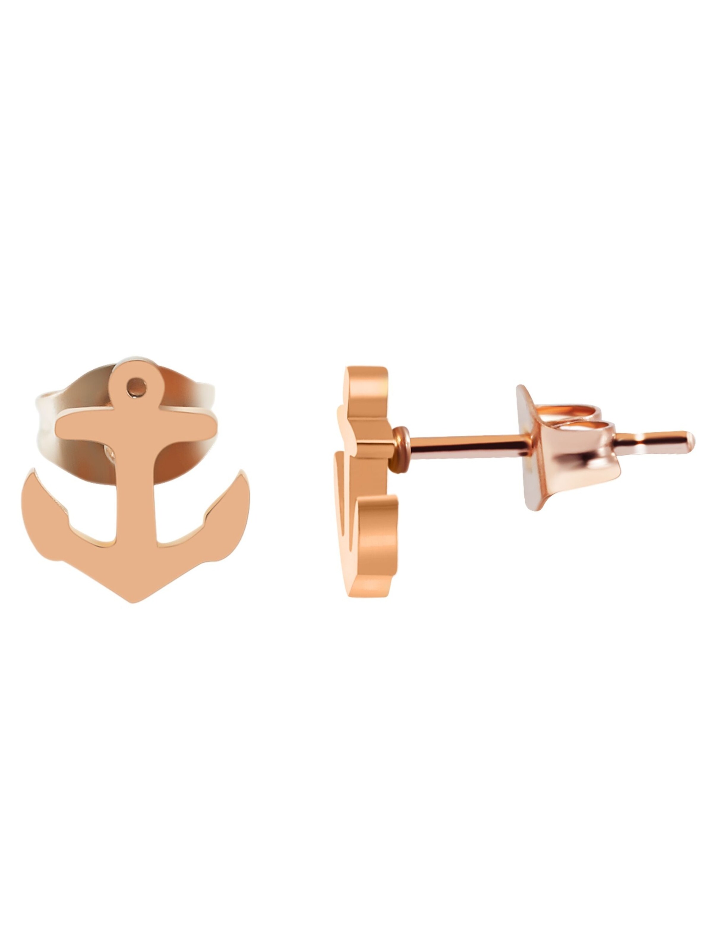 Akzent Earrings 'Edelstahl, Anker, 4 Farben, 8x7,5 mm, Maritimes Design' in Gold