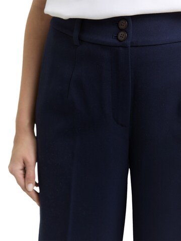 TOM TAILOR Wide leg Pleated Pants in Blue