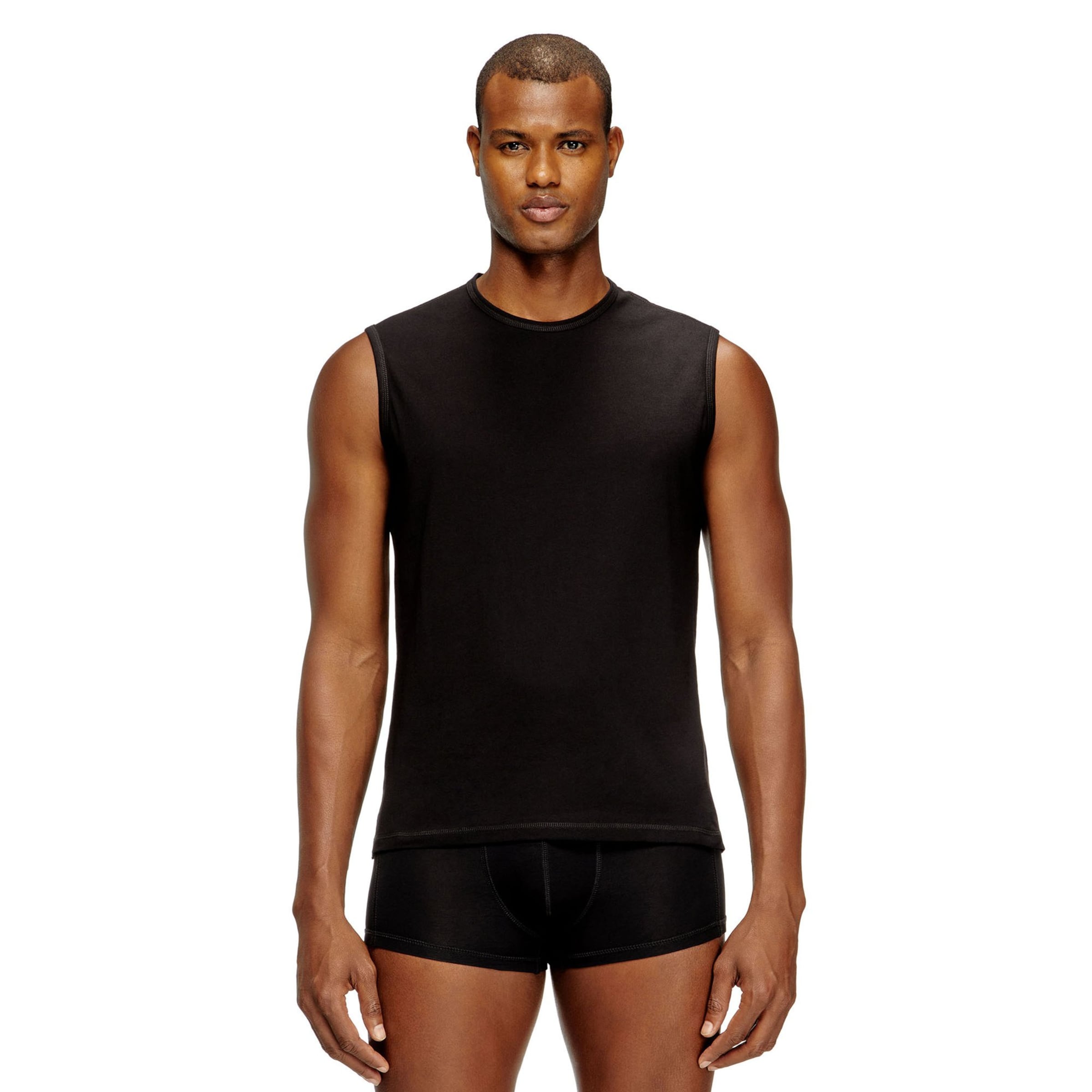 DIESEL - Camiseta térmica en negro: frente