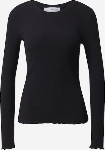 SELECTED FEMME - Camiseta 'Anna' en negro: frente