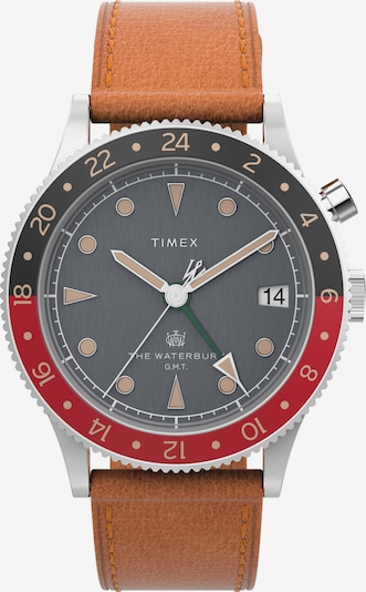 TIMEX Montre à affichage analogique en marron / gris / rouge / argent, Vue avec produit