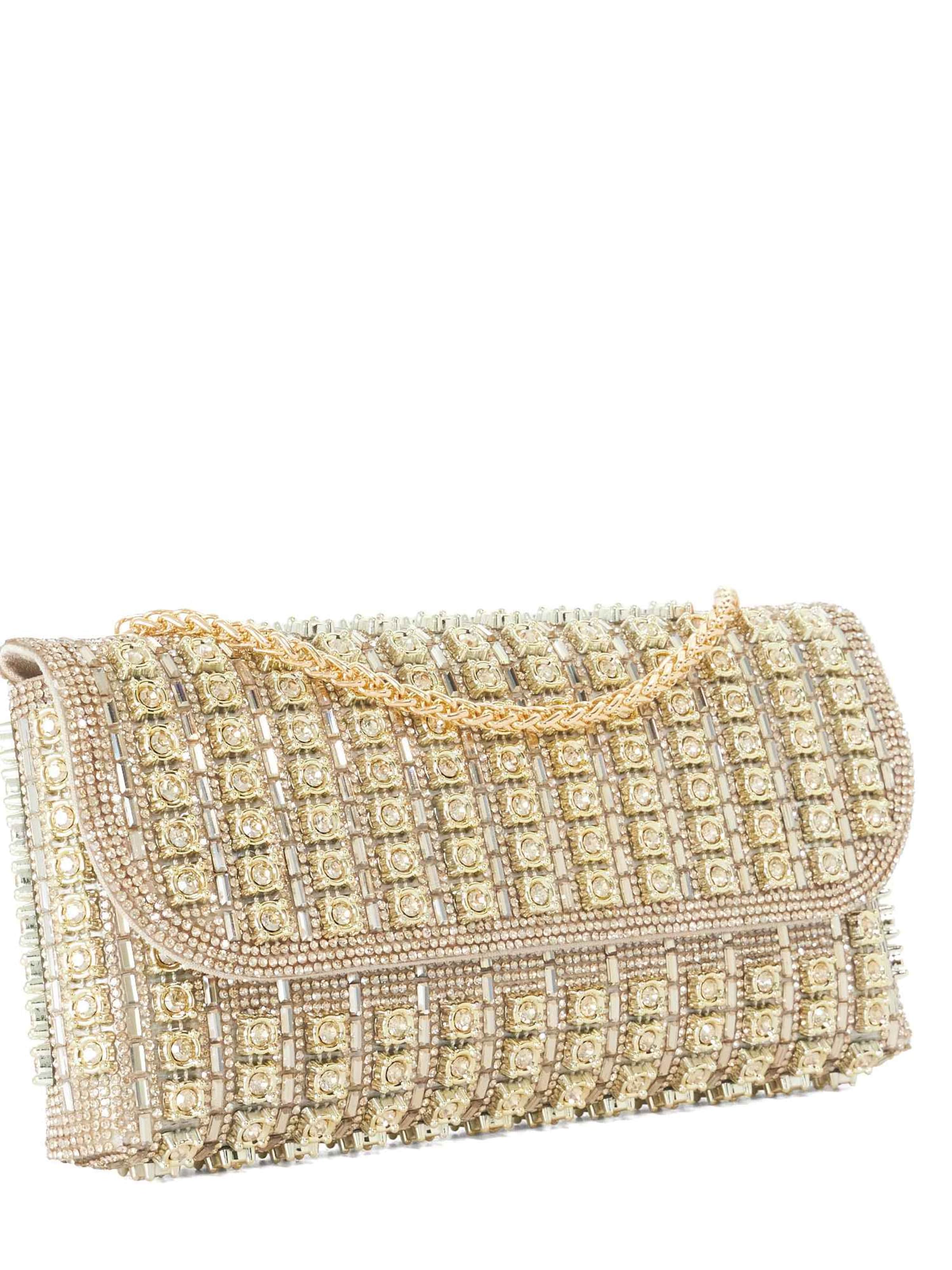 Dune LONDON Clutch 'Elabourate' in Goud: voorkant