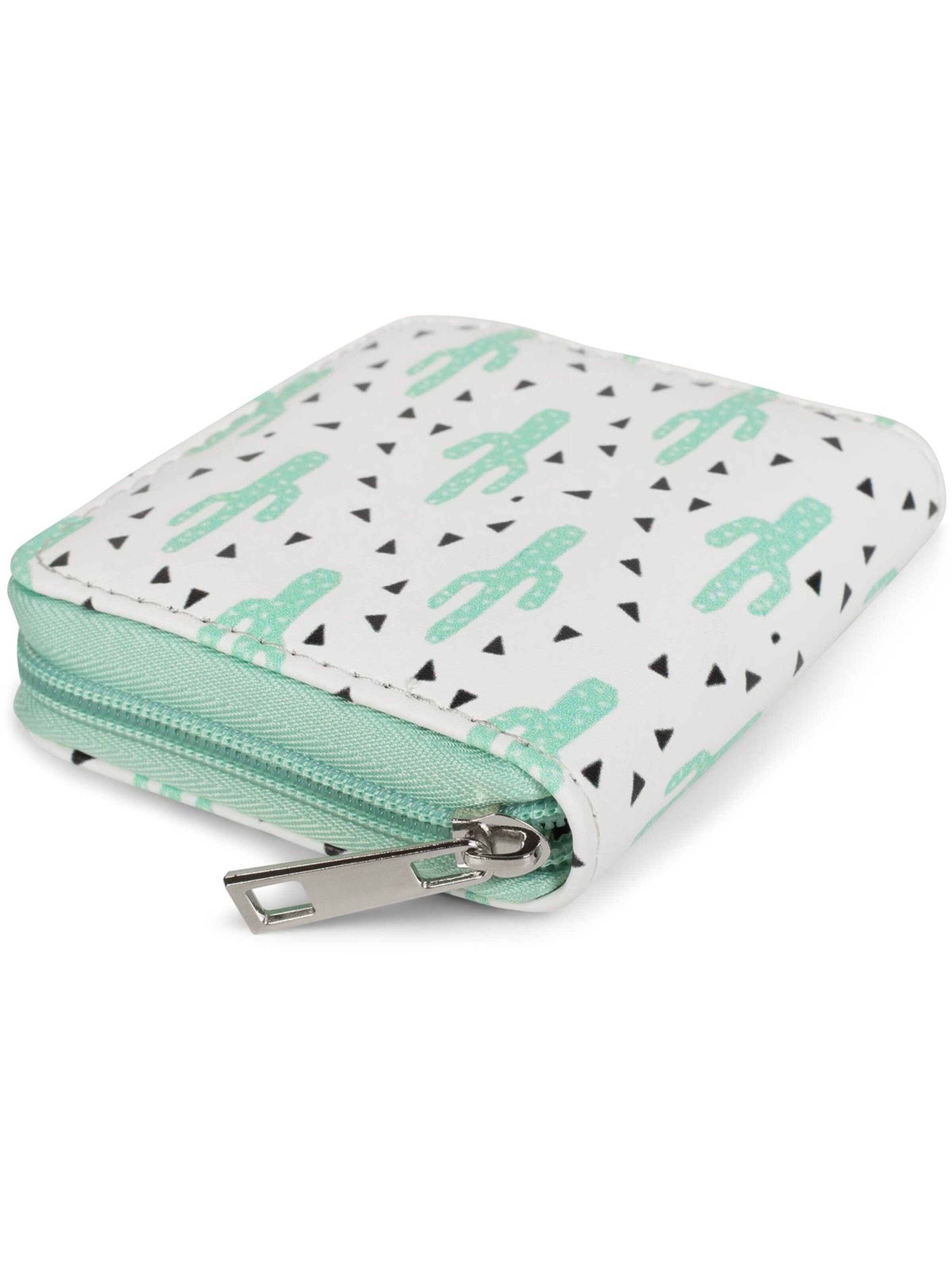 styleBREAKER Portemonnaie 'Mini Geldbörse mit Kaktus Muster'‌‌‌‌‌‌‌‌‌ in Weiß