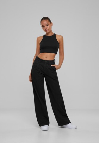 Urban Classics Wide leg Pleat-Front Pants in Black