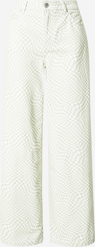 NA-KD Wide leg Jeans 'Lisa & Lena' in Groen: voorkant