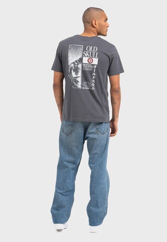 Oldskull Shirt 'Asian Lotus Surf' in Grey
