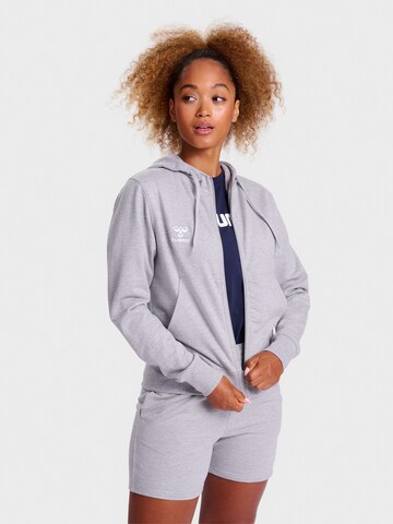Hummel Athletic Zip-Up Hoodie 'Go 2.0' in Grey: front