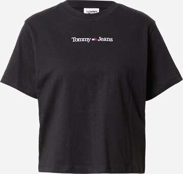 Tommy Jeans Tričko 'Serif Linear' – černá: přední strana