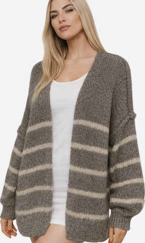 Worldclassca Strickjacke 'Strick Jacke mit Streifen' in Grau: Vorderseite