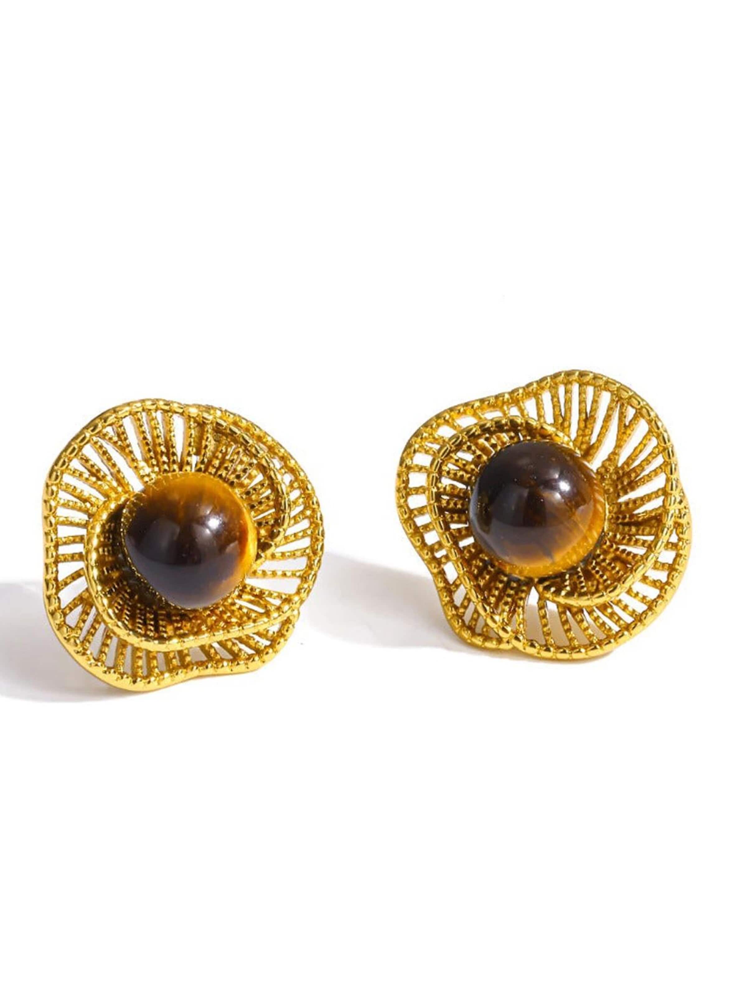 Boucles d'oreilles 'Pietra del sole' ETNÉE en or : devant