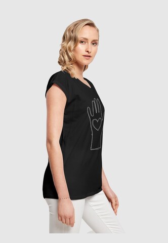 Merchcode Shirt 'Ladies Peace - Scribble Hand Heart' in Black