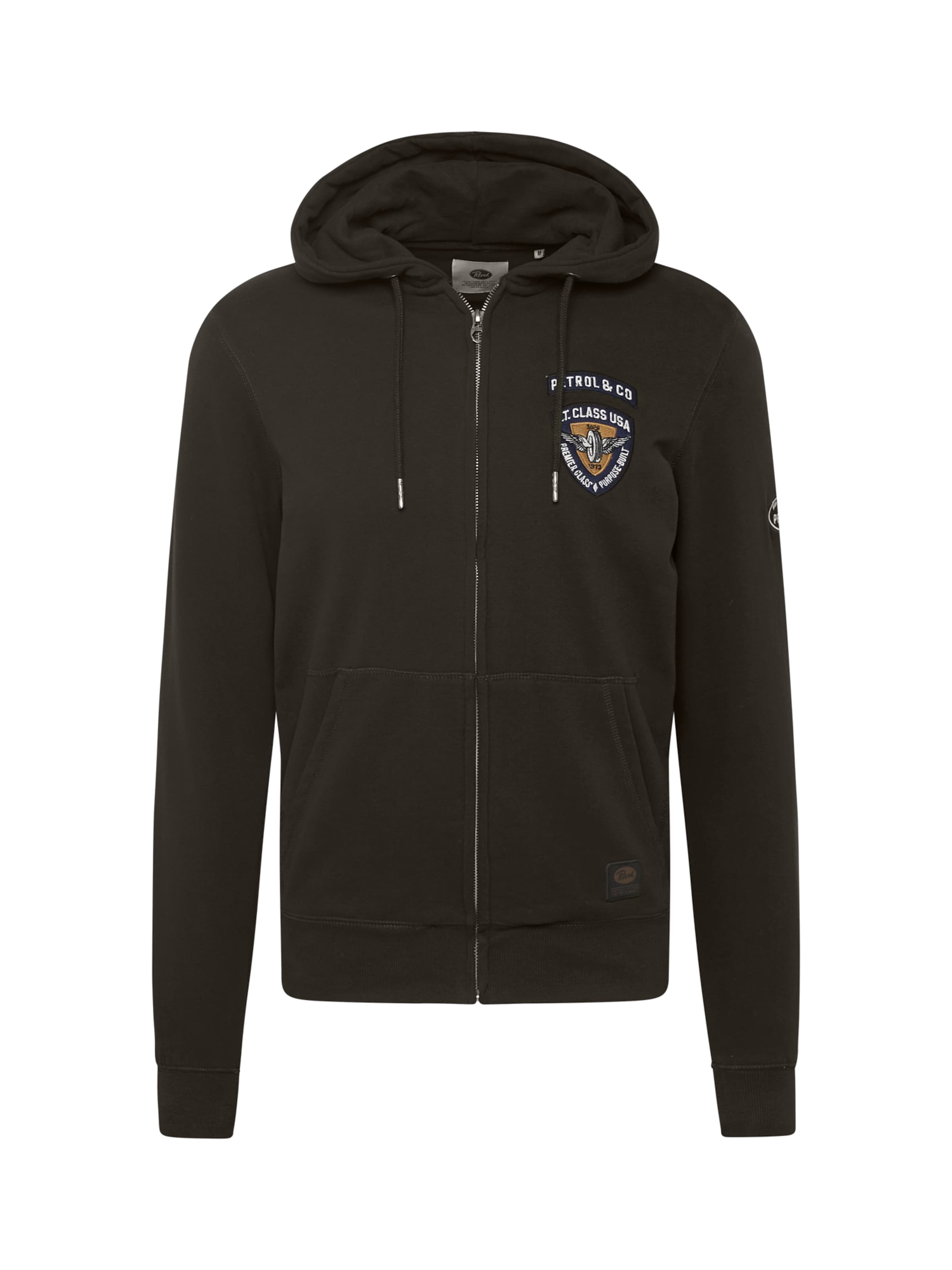 Petrol Industries Zip-Up Hoodie in Green: front