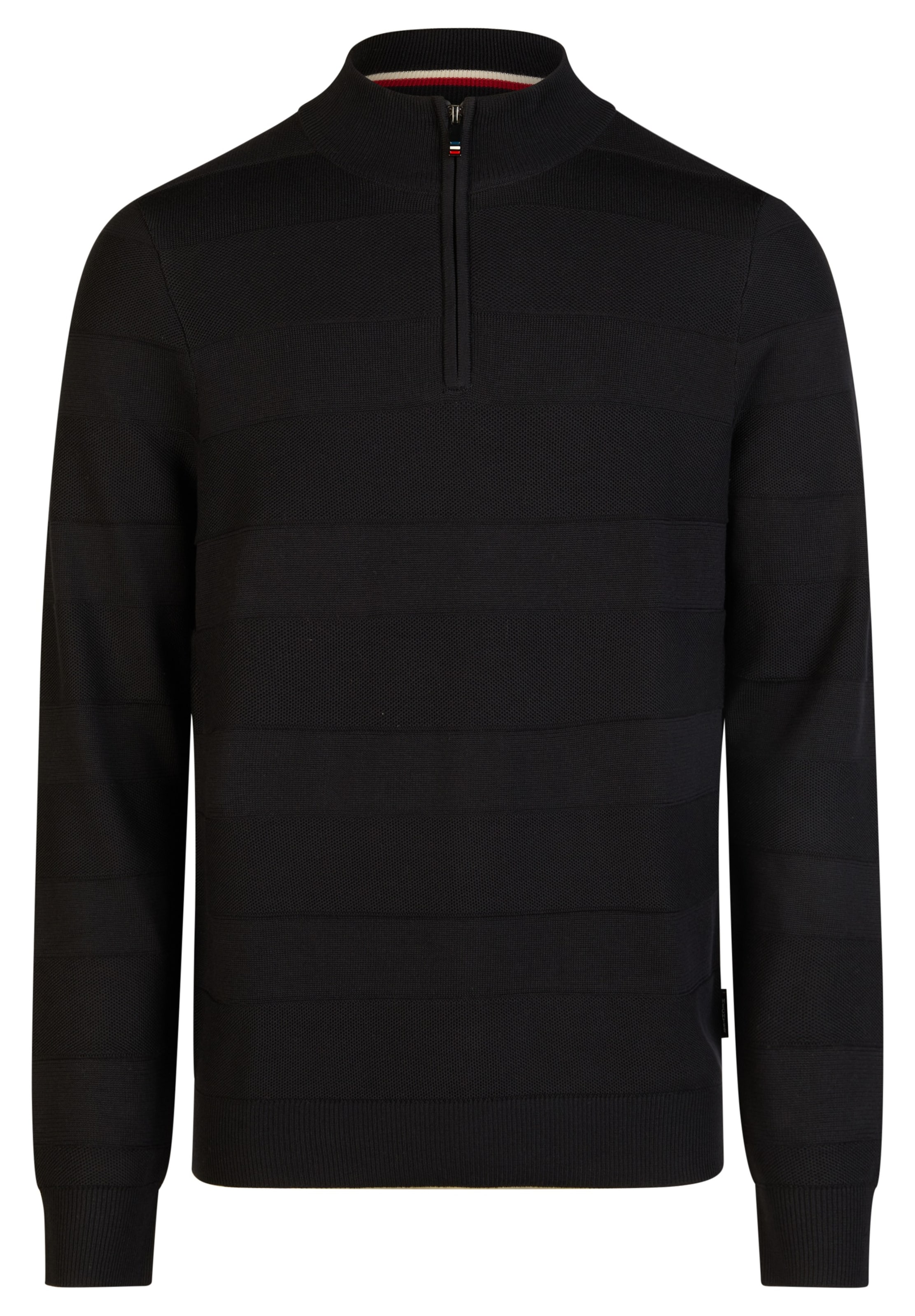 HECHTER PARIS Strickpullover 'ZIP TROYER' in Blau: Vorderseite