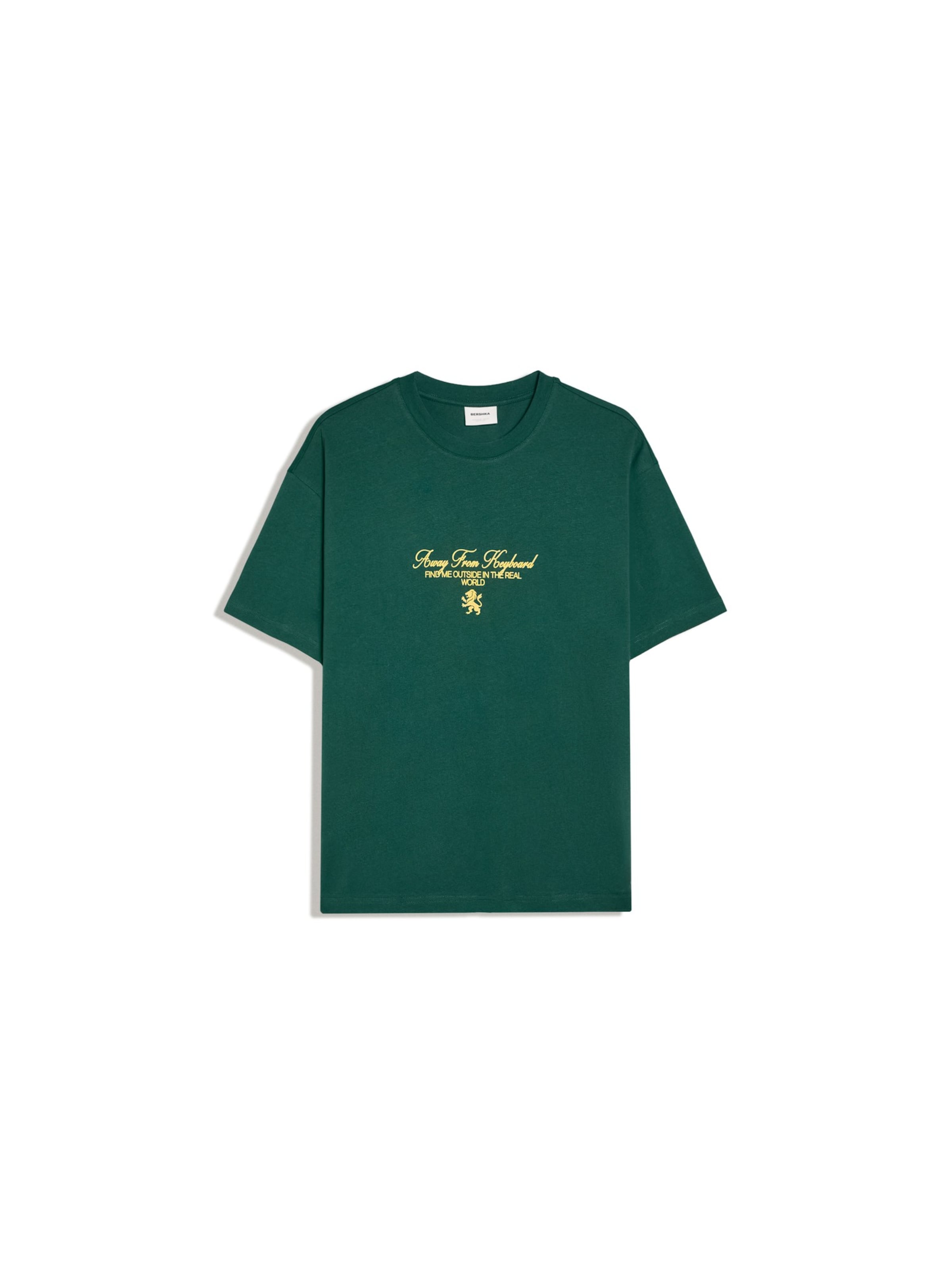 Bershka T-Shirt en XS en jaune / sapin, Vue avec produit