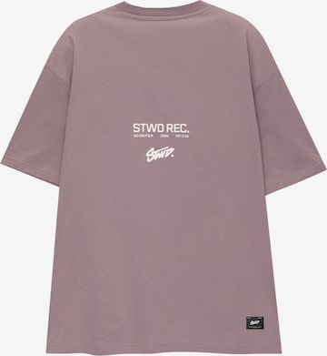 Pull&Bear Shirt 'STWD RECORDS' in Purple: front