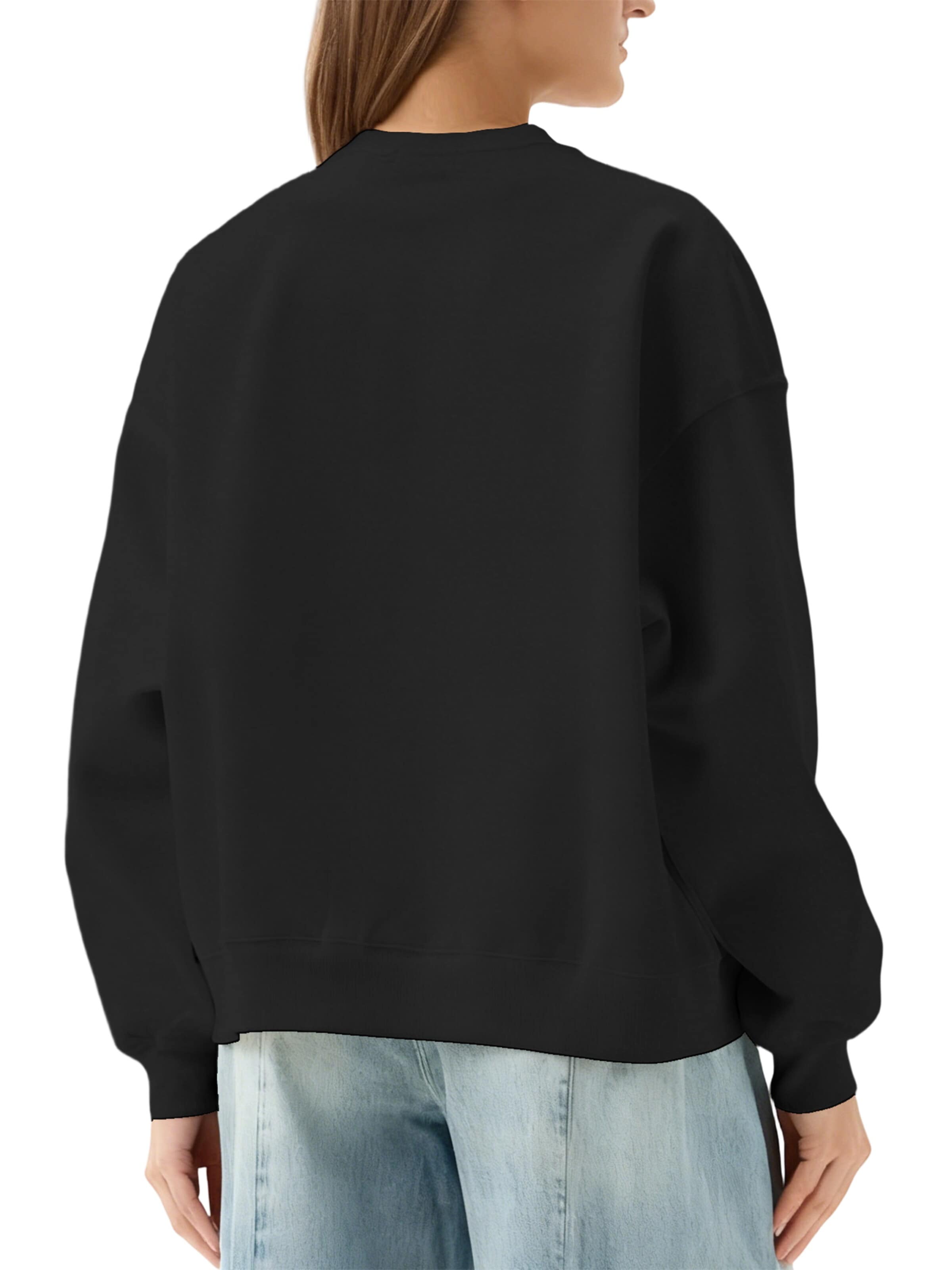 GORHEY Sweatshirt 'Women's Pullover with Leopard Print Heart, Loose Fleece Pullover for Autumn/Winter' in Black
