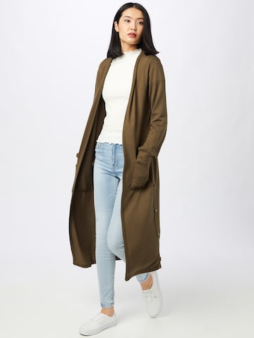 Cream Knitted Coat 'Sally' in Green: front