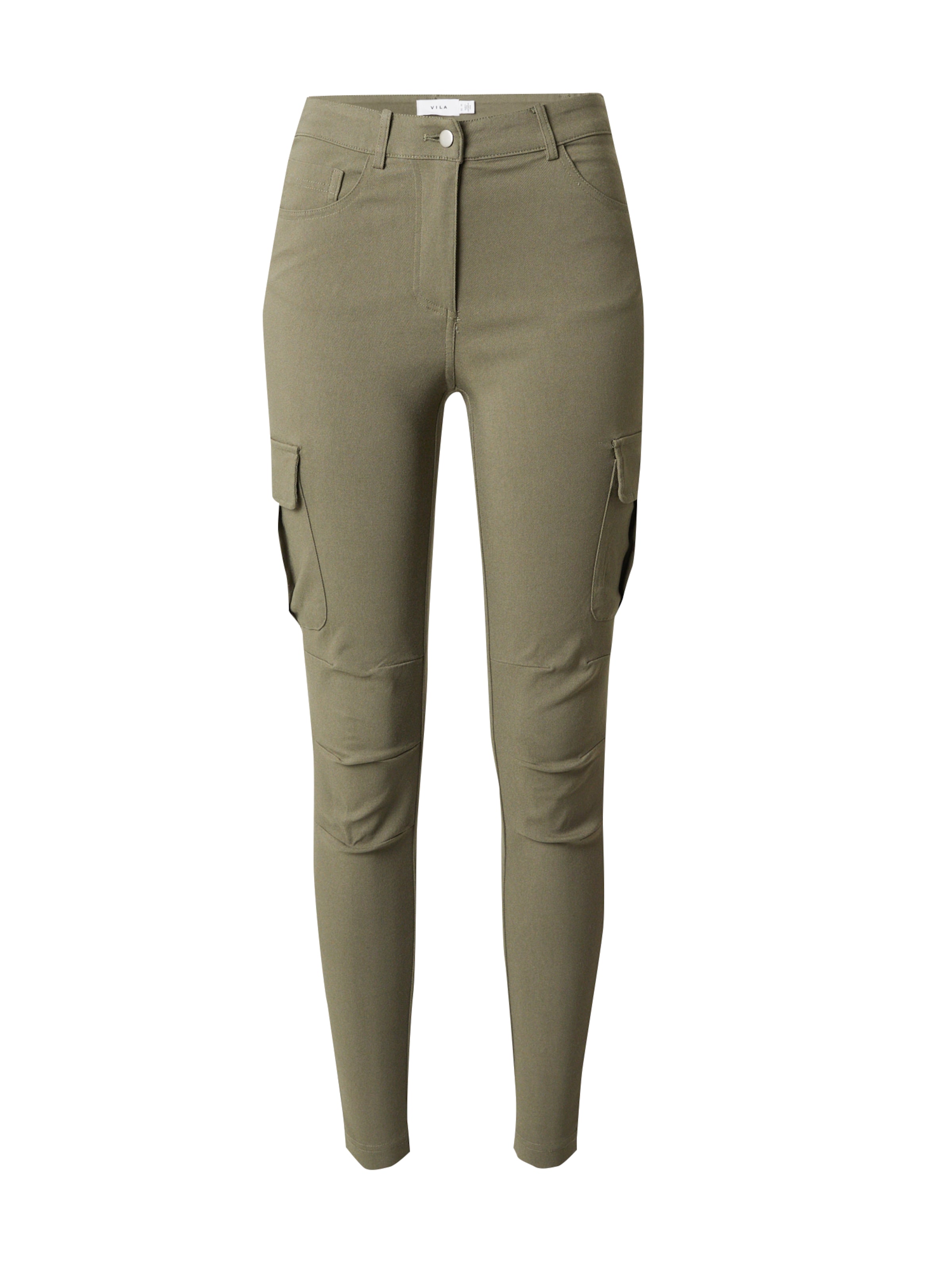 VILA Skinny Kargo hlače | zelena barva: sprednja stran