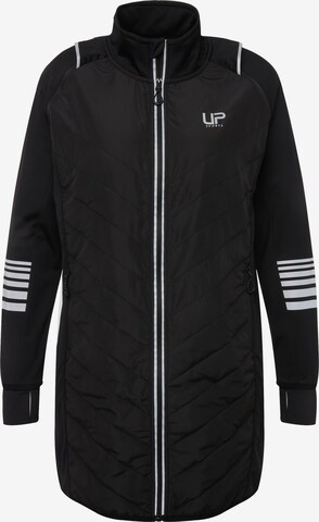 Ulla Popken Zip-Up Hoodie in Black: front