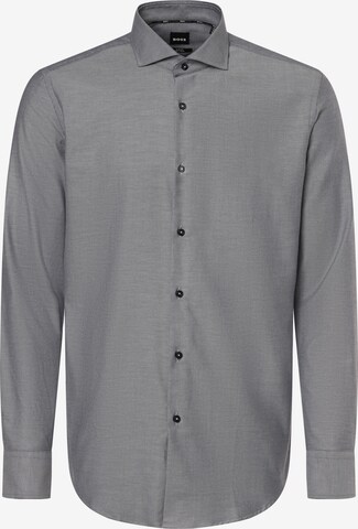 BOSS Black Slim fit Business Shirt 'HANK-spread-C6-233' in Grey: front