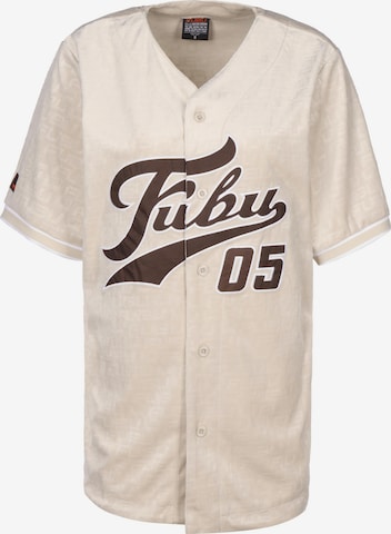 FUBU T-Shirt 'Varsity Velours Baseball' in Beige: predná strana