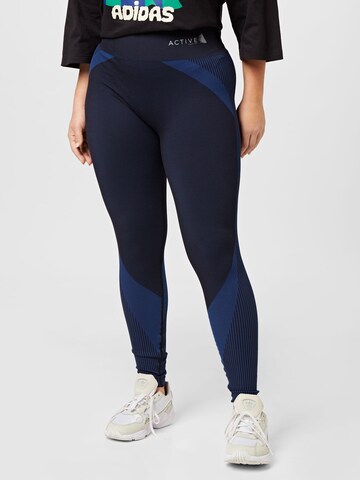 Active by Zizzi Skinny Workout Pants in Black: front