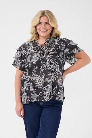 KAFFE CURVE Bluse 'Lectra' i sort: forside