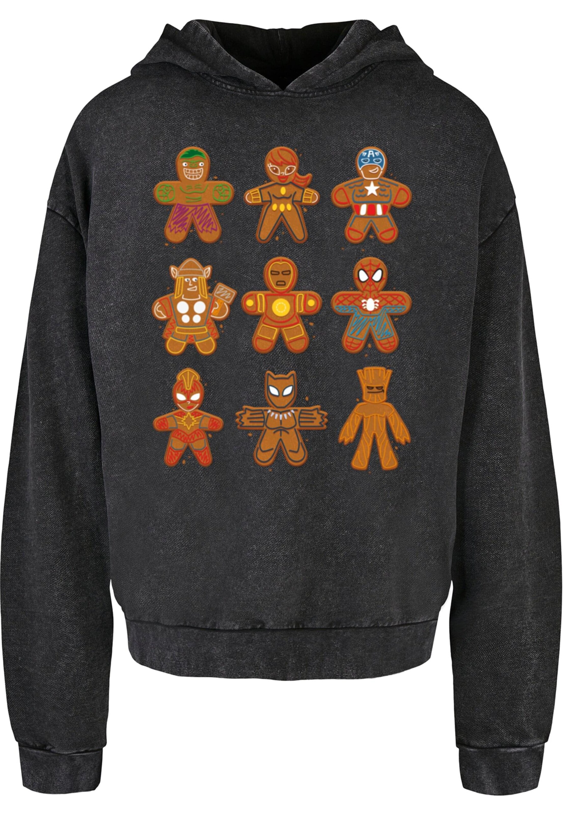 ABSOLUTE CULT Sweatshirt 'Marvel Universe - Christmas Gingerbread Avengers' in Zwart: voorkant