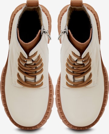 CESARE GASPARI Lace-Up Ankle Boots in Beige