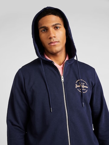 JACK & JONES Zip-Up Hoodie 'FOREST' in Blue