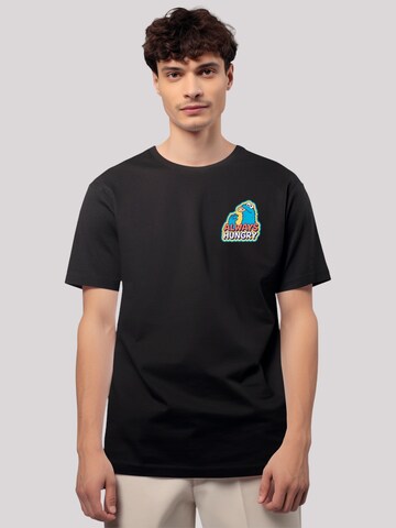 F4NT4STIC T-Shirt 'Sesamstraße Cookie Monster Always Hungry' in Schwarz: Vorderseite