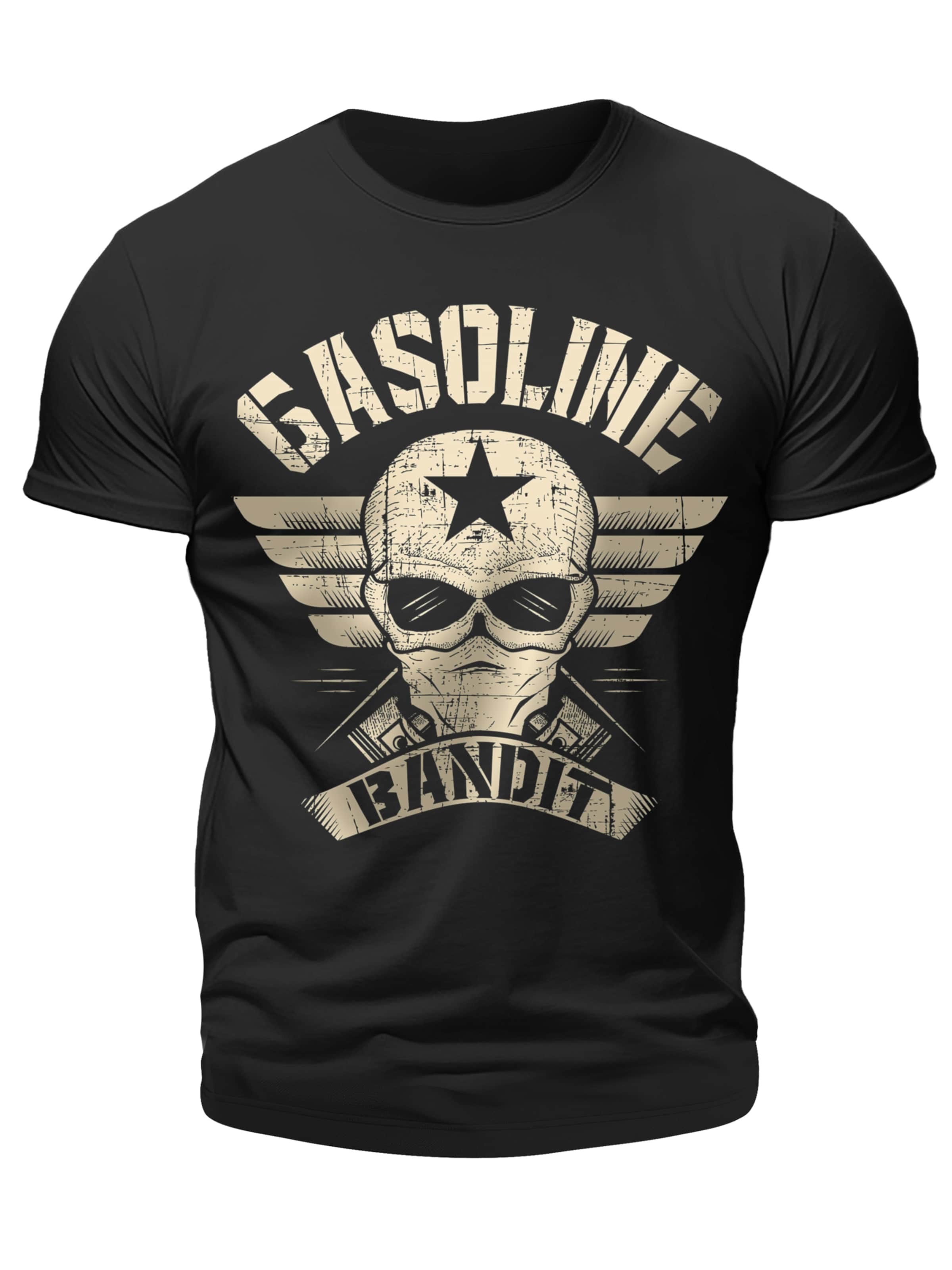 Gasoline Bandit Shirt 'Wing Skull' in Black: front
