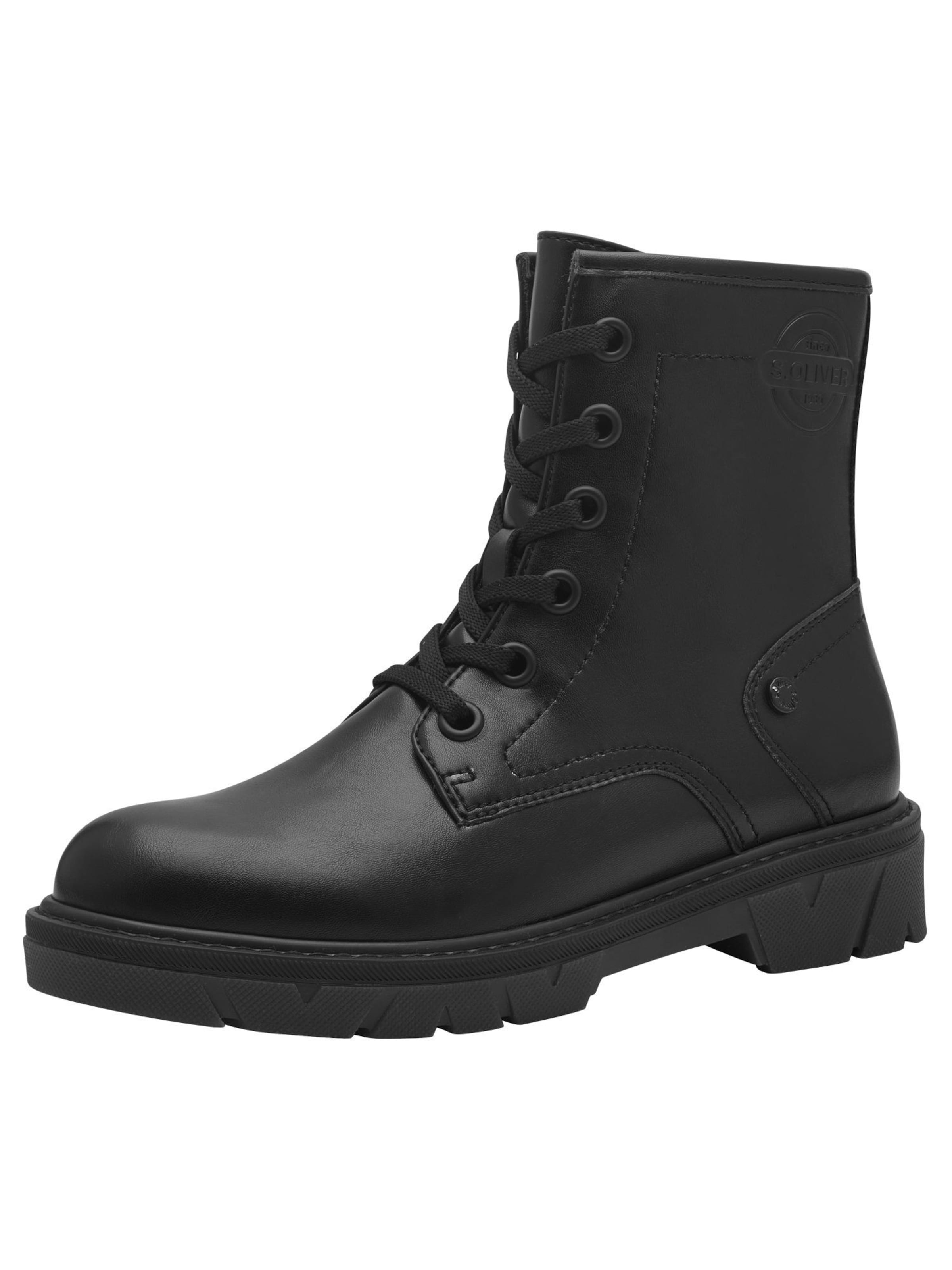 s.Oliver Schnürstiefelette in Schwarz: Vorderseite