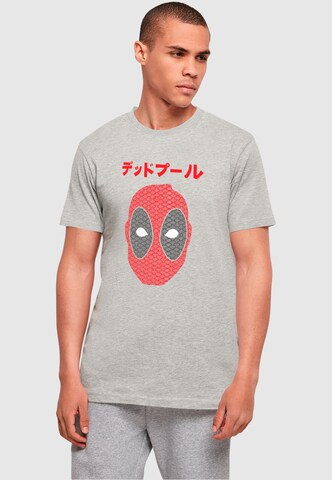 ABSOLUTE CULT Shirt 'Deadpool - Japanese Seigaiha Head' in Grijs: voorkant