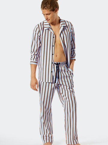 SCHIESSER Pyjama lang 'Modern Stripes' in Blauw