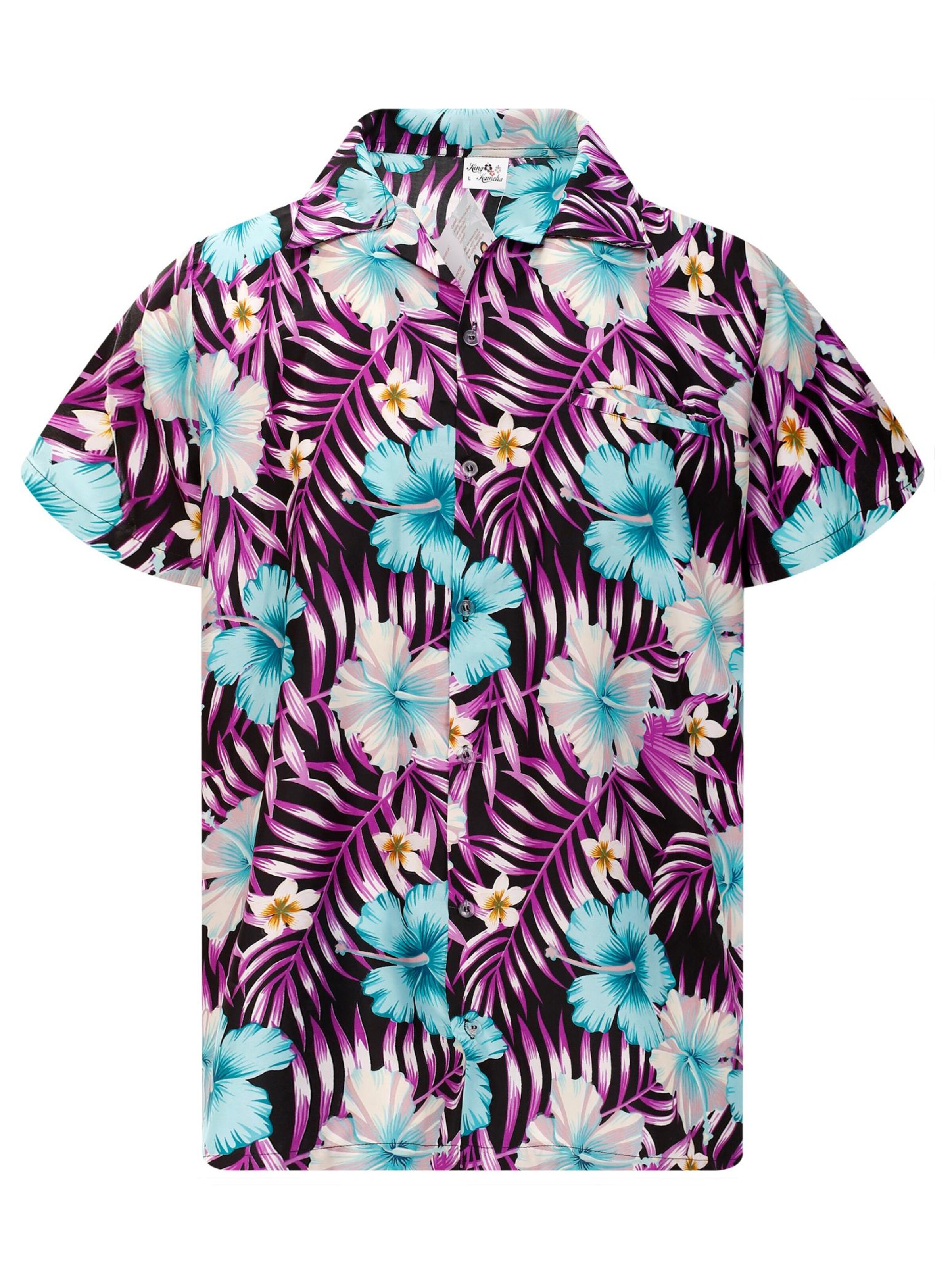 King Kameha Shirt 'Tropical Hibiscus'‌‌ in Schwarz: Vorderseite