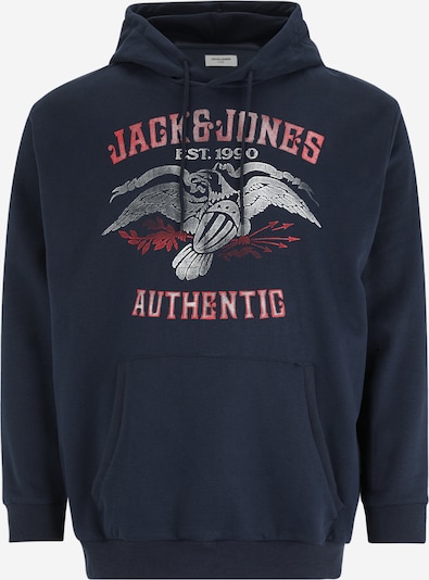 Jack & Jones Plus Sudadera 'FONNE' en navy / rojo / plata, Vista del producto
