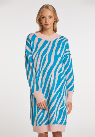 MYMO Gebreide jurk in Blauw: voorkant