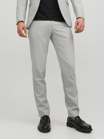 JACK & JONES Slim fit Trousers with creases 'Solaris' in Grey: front